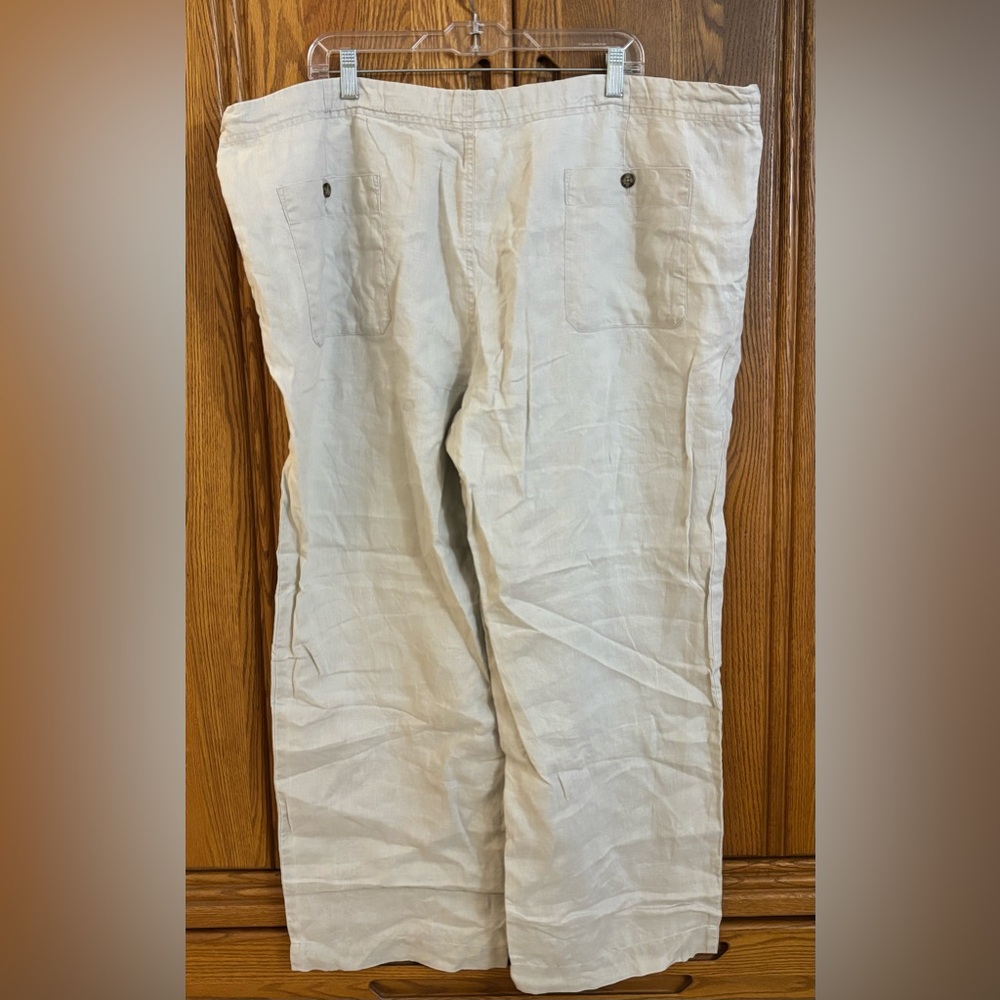 Perry Ellis Tan Linen Blend Drawstring Pants - Picture 3 of 6